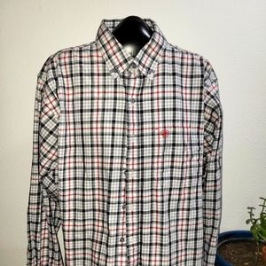 Ariat Men's Plaid Casual Button Down Shirt - Black, Red, White